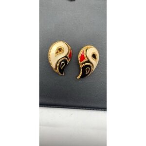 Vintage Avon "Kaleidoscope" Gold Tone Multi Colored Enamel Pierced Earrings